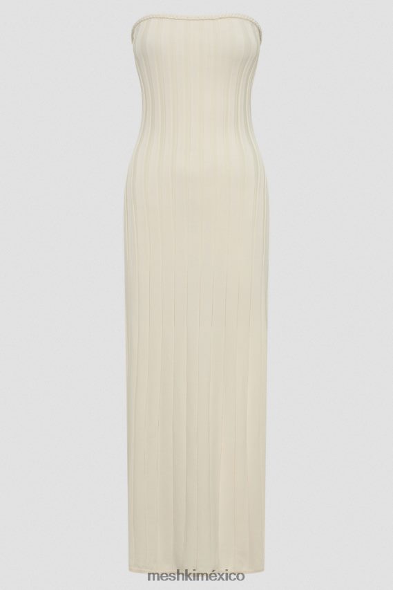 Meshki vestido midi dolce extreme de canalé sin tirantes Marfil ropa H48F8H265