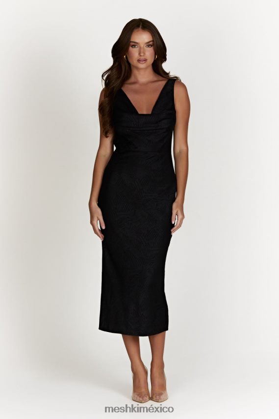 Meshki vestido midi fallon con capucha negro ropa H48F8H634