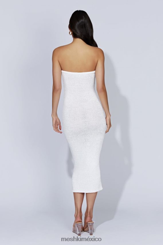 Meshki vestido midi friya sin tirantes con hilo de cinta blanco ropa H48F8H621
