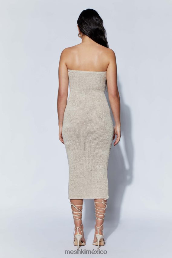Meshki vestido midi friya sin tirantes con hilo de cinta trigo ropa H48F8H566