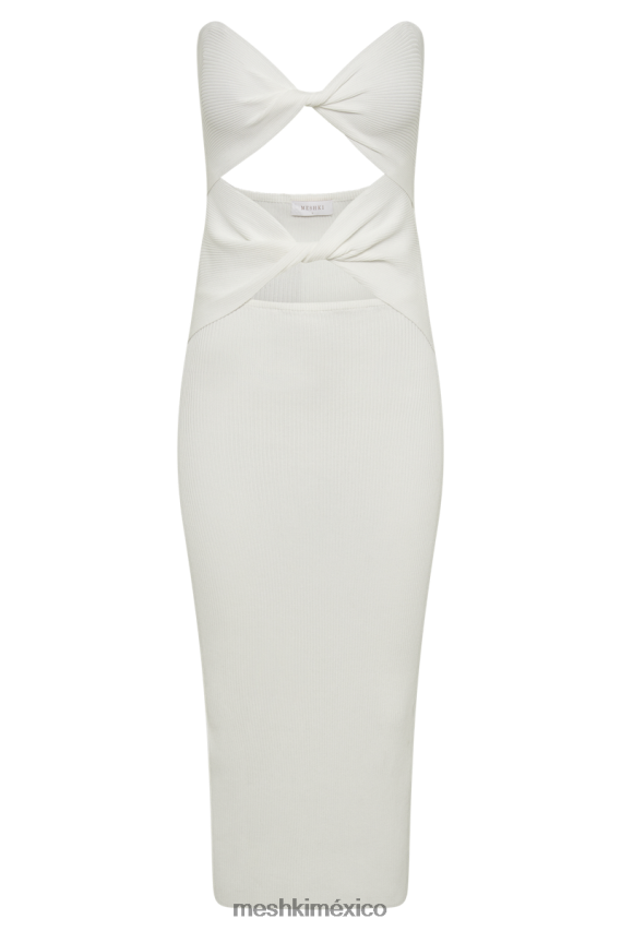 Meshki vestido midi gabrielle de punto retorcido blanco ropa H48F8H222