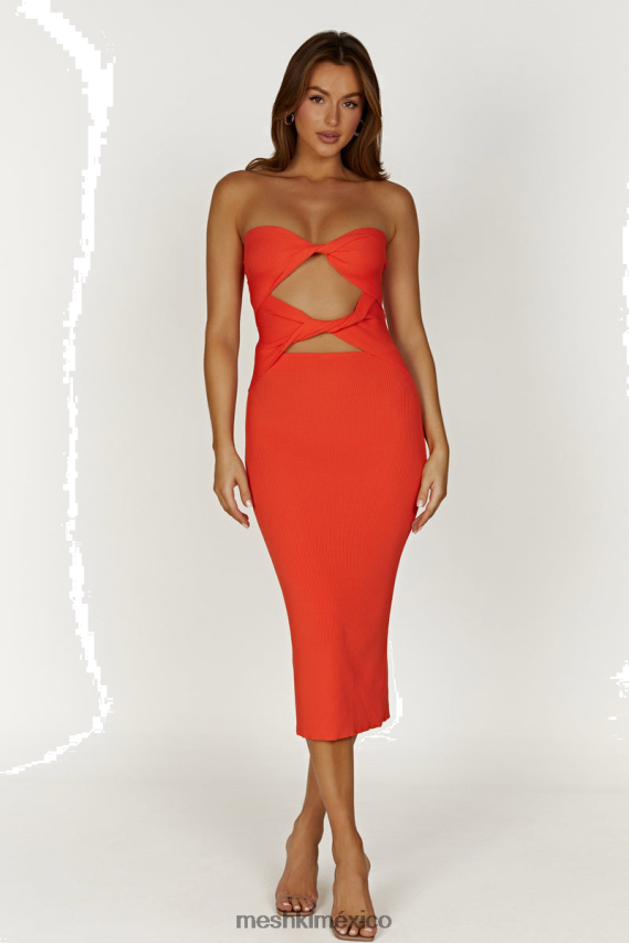 Meshki vestido midi gabrielle de punto retorcido coral ropa H48F8H325