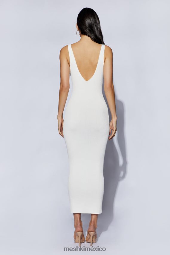 Meshki vestido midi jodie con cuello en v blanquecino ropa H48F8H443