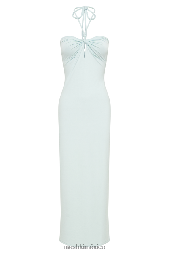Meshki vestido midi krissy de punto con cuello halter y retorcido azul ártico ropa H48F8H255
