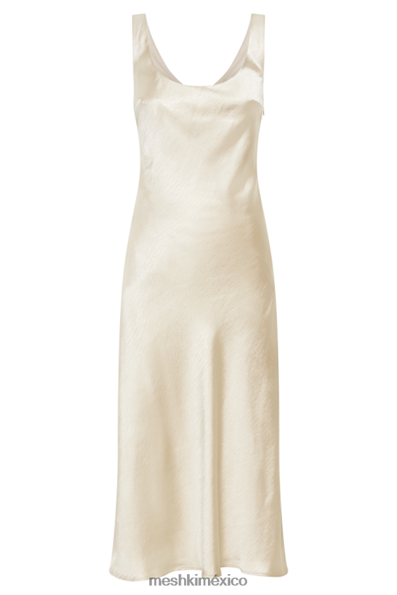 Meshki vestido midi lencero tamara de satén iridiscente oro ropa H48F8H288