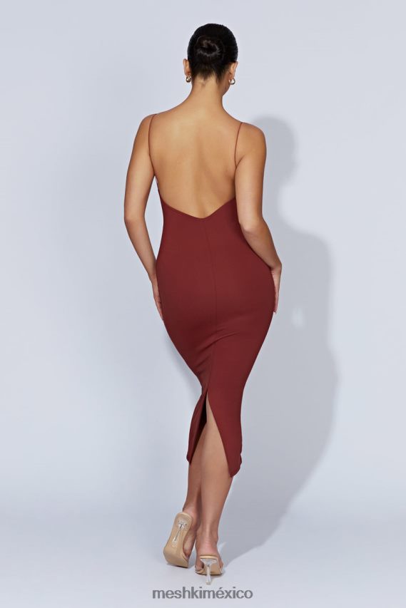 Meshki vestido midi lexia con cuello redondo y escote redondo chocolate con cerezas ropa H48F8H551