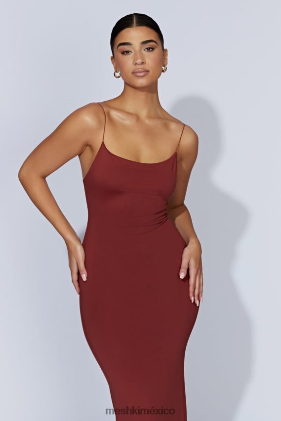 Meshki vestido midi lexia con cuello redondo y escote redondo chocolate con cerezas ropa H48F8H551