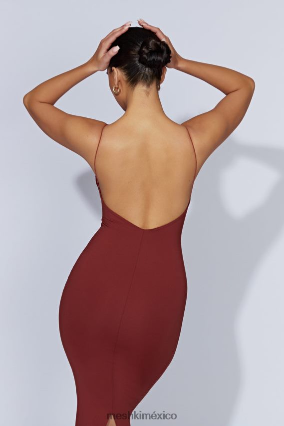 Meshki vestido midi lexia con cuello redondo y escote redondo chocolate con cerezas ropa H48F8H551