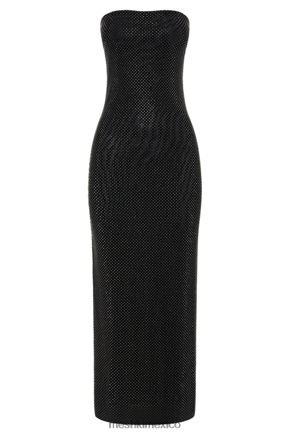 Meshki vestido midi sin tirantes con strass Waverly negro ropa H48F8H359