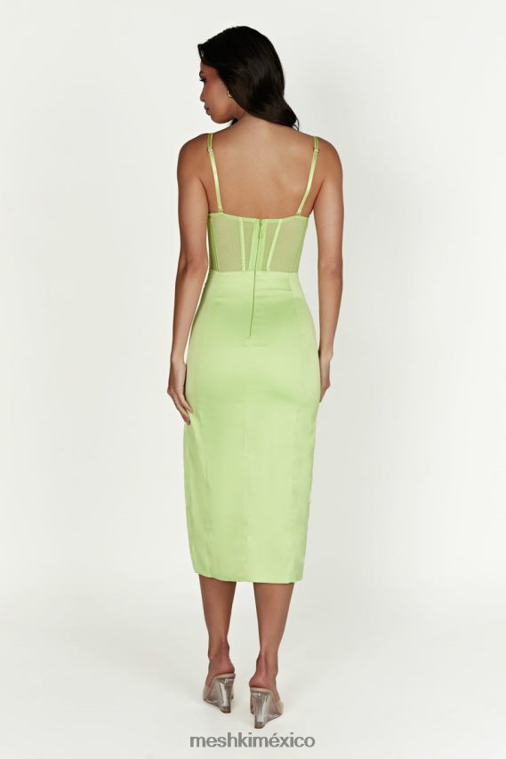 Meshki vestido midi talisa con tirantes de cadena y abertura lateral con corsé verde pistacho ropa H48F8H612
