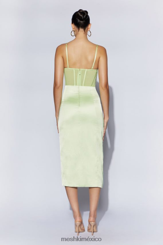Meshki vestido midi talisa con tirantes de cadena y abertura lateral con corsé verde pistacho ropa H48F8H612