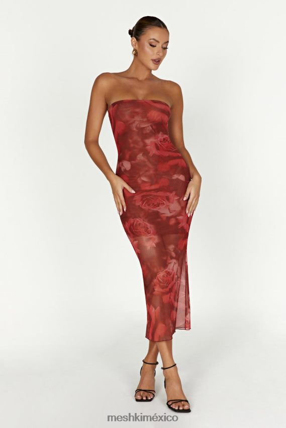 Meshki Aphrodite Strapless Mesh Dress Oversized Rose Print Clothing H48F8H111