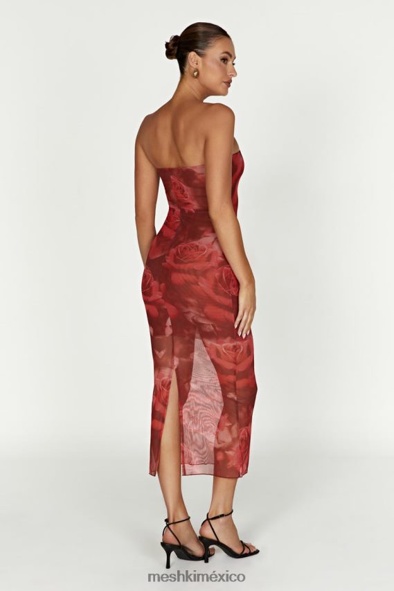 Meshki Aphrodite Strapless Mesh Dress Oversized Rose Print Clothing H48F8H111