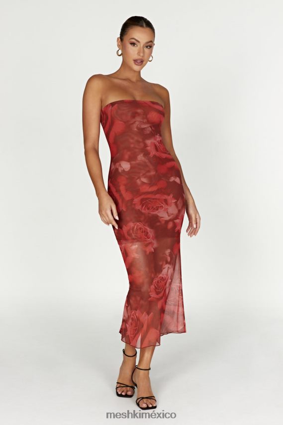 Meshki Aphrodite Strapless Mesh Dress Oversized Rose Print Clothing H48F8H111