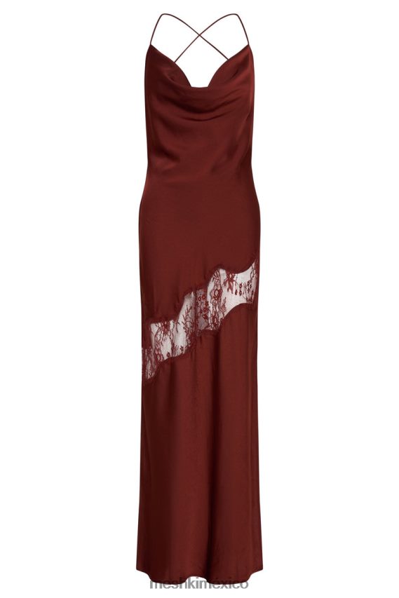 Meshki Chandra Lace Detail Satin Maxi Dress Cherry Chocolate Clothing H48F8H85