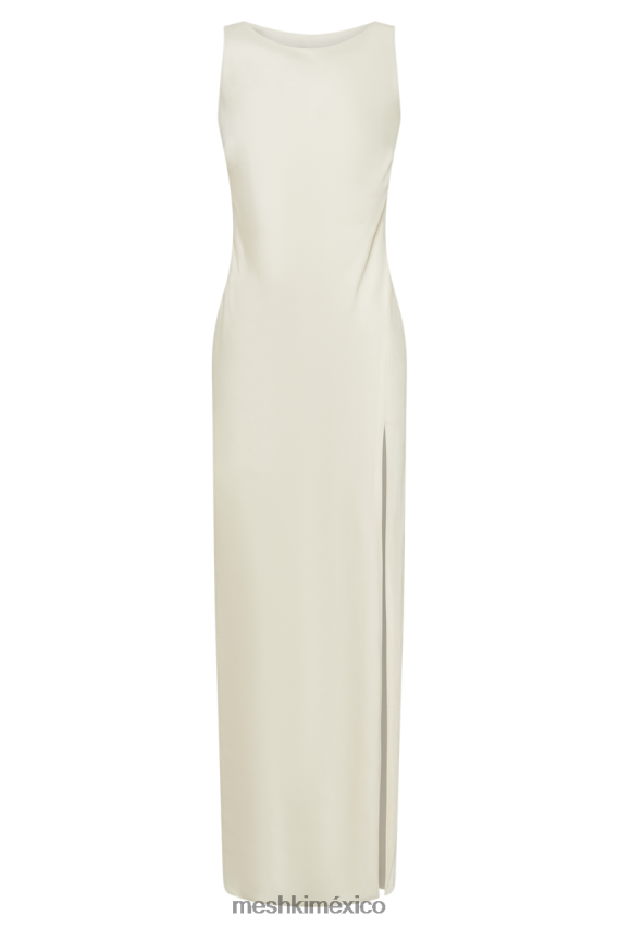 Meshki Gemima Satin Maxi Dress With Split Ivory Clothing H48F8H15