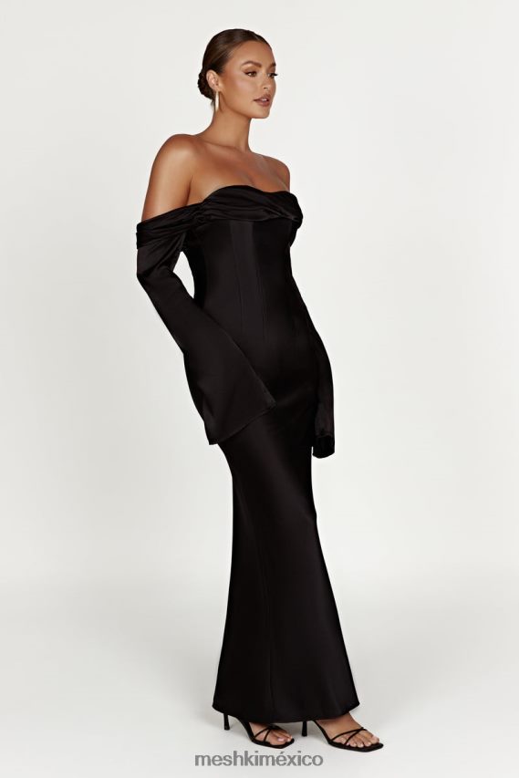 Meshki Giselle Off Shoulder Cowl Neck Maxi Dress Black Clothing H48F8H124