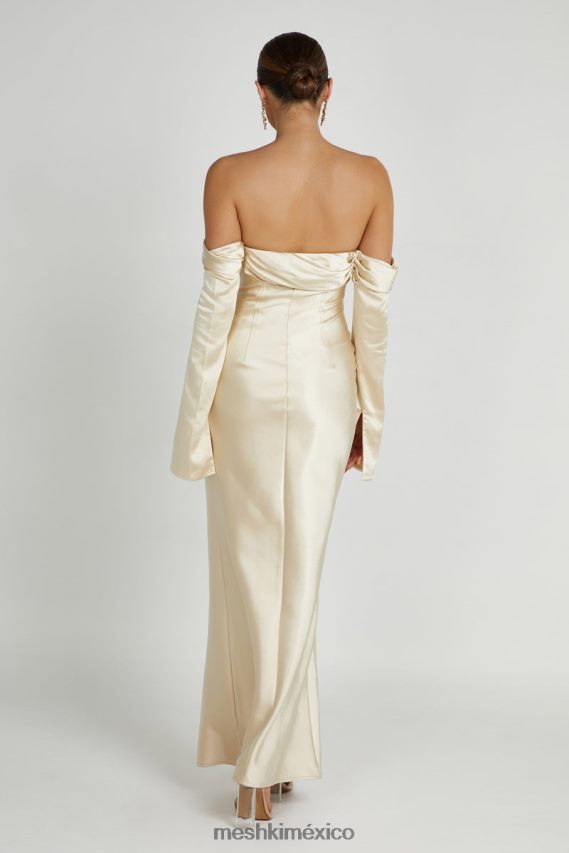 Meshki Giselle Off Shoulder Cowl Neck Maxi Dress Gold Clothing H48F8H120