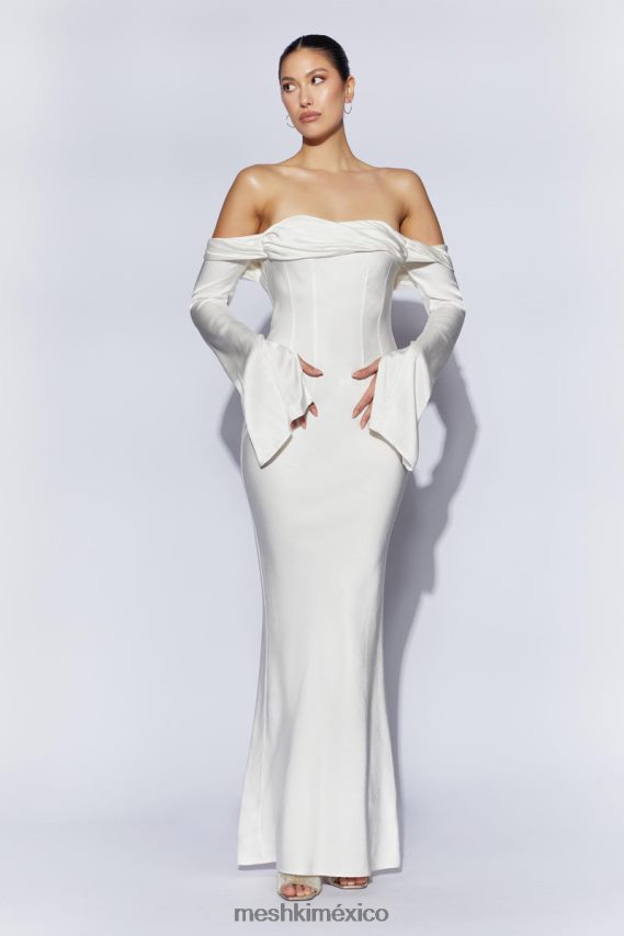 Meshki Giselle Off Shoulder Cowl Neck Maxi Dress White Clothing H48F8H40