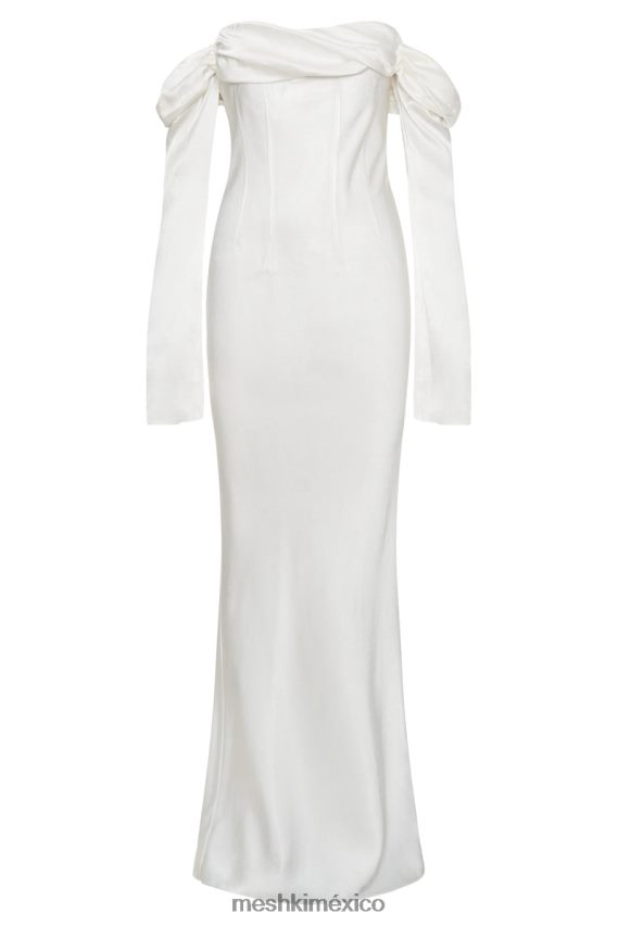 Meshki Giselle Off Shoulder Cowl Neck Maxi Dress White Clothing H48F8H40