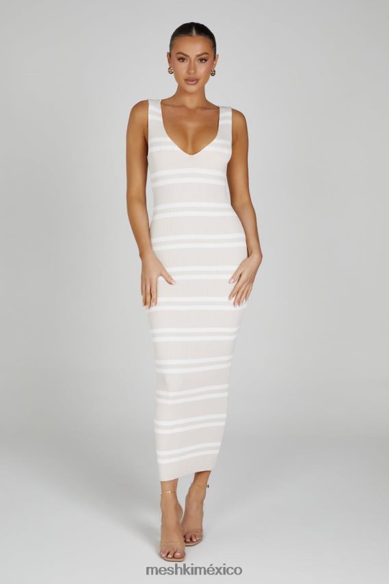 Meshki Henrietta Stripe Knit Maxi Dress Nude/White Clothing H48F8H100