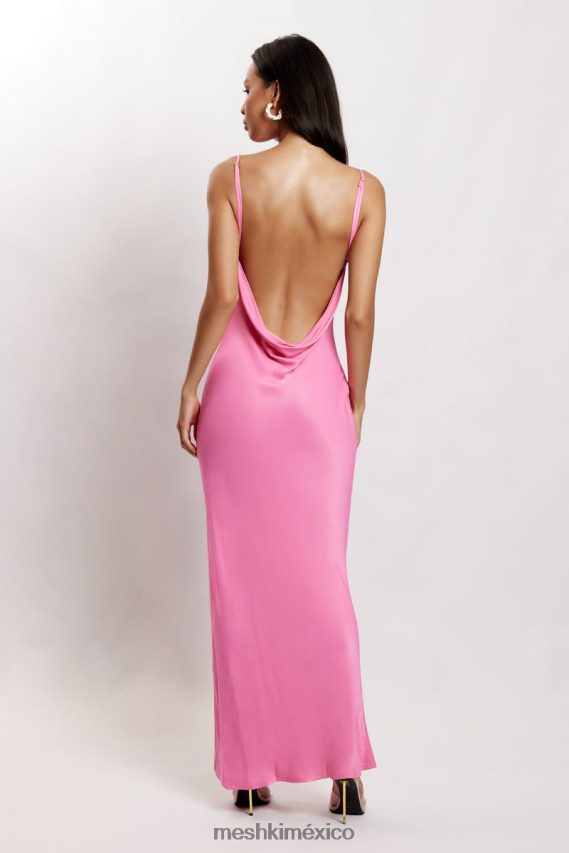 Meshki Jade Cowl Neck Backless Maxi Dress Pink Clothing H48F8H151