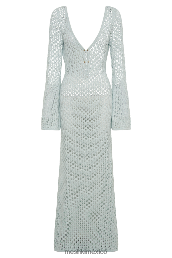 Meshki Kayleigh Crochet Fishtail Flare Sleeve Dress Arctic Blue Clothing H48F8H30