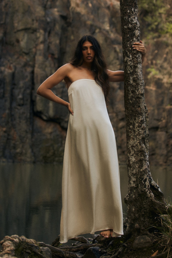 Meshki Luisa Strapless Maxi Dress Sand Clothing H48F8H26