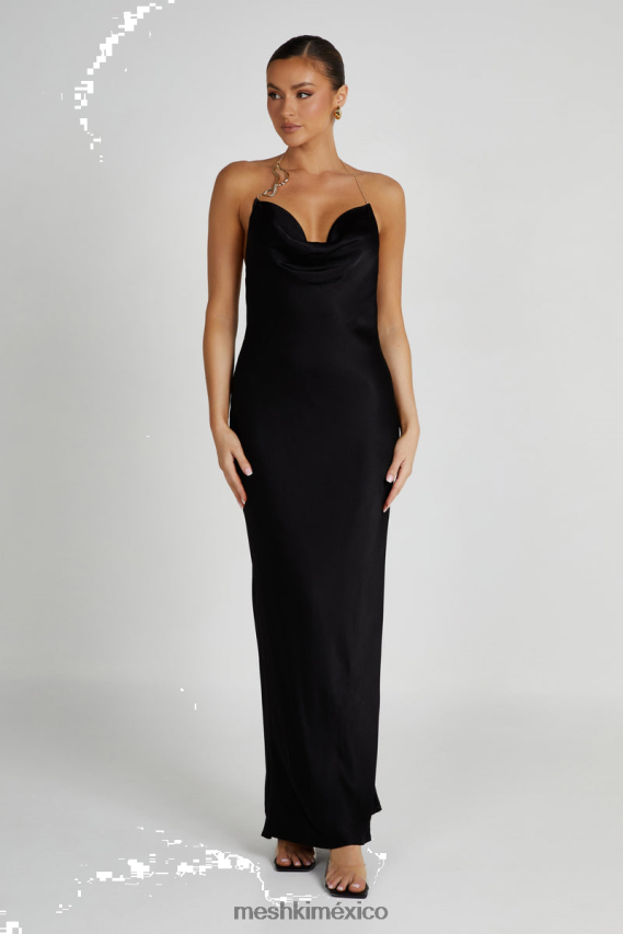 Meshki Melissa Satin Cowl Front Maxi Dress Black Clothing H48F8H95