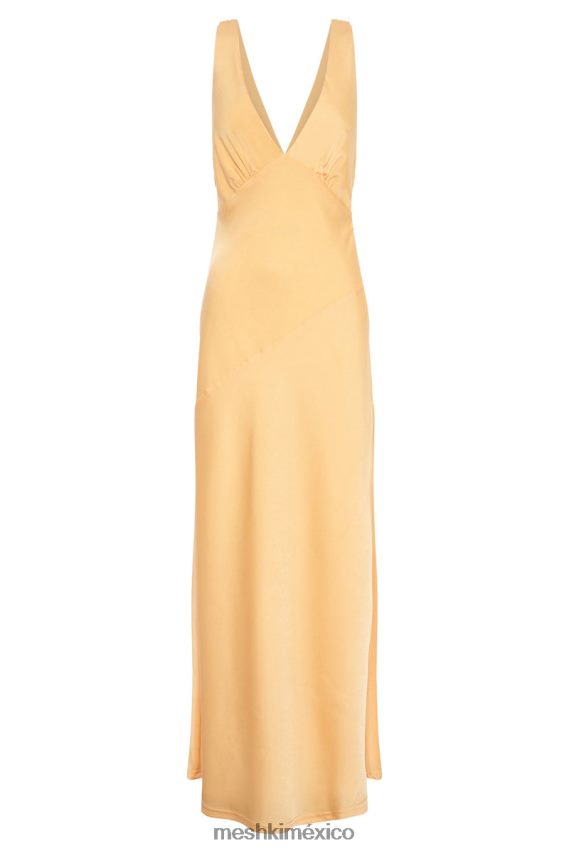 Meshki Nadia Maxi Satin Dress With Back Cowl Lemon Clothing H48F8H11