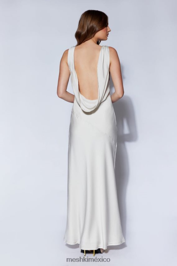 Meshki Nadia Maxi Satin Dress With Back Cowl Silver Clothing H48F8H66