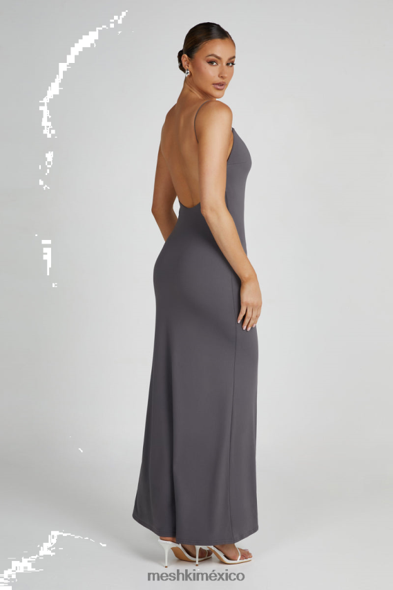 Meshki Nikkita Recycled Nylon Strappy Maxi Dress Charcoal Clothing H48F8H104