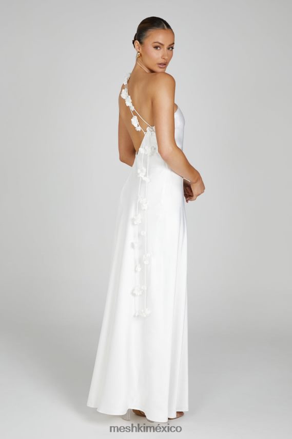 Meshki Rebecca One Shoulder Rose Maxi Dress White Clothing H48F8H103