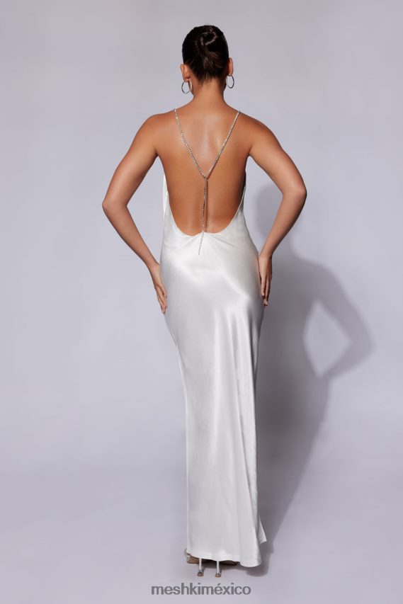 Meshki Sera Diamante Maxi Dress With Low Back White Clothing H48F8H116