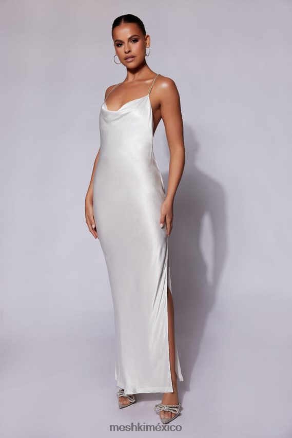 Meshki Sera Diamante Maxi Dress With Low Back White Clothing H48F8H116