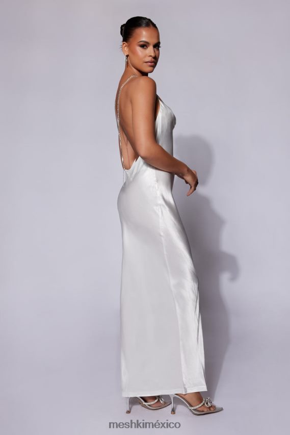 Meshki Sera Diamante Maxi Dress With Low Back White Clothing H48F8H116
