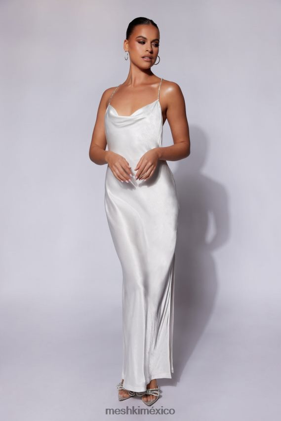Meshki Sera Diamante Maxi Dress With Low Back White Clothing H48F8H116