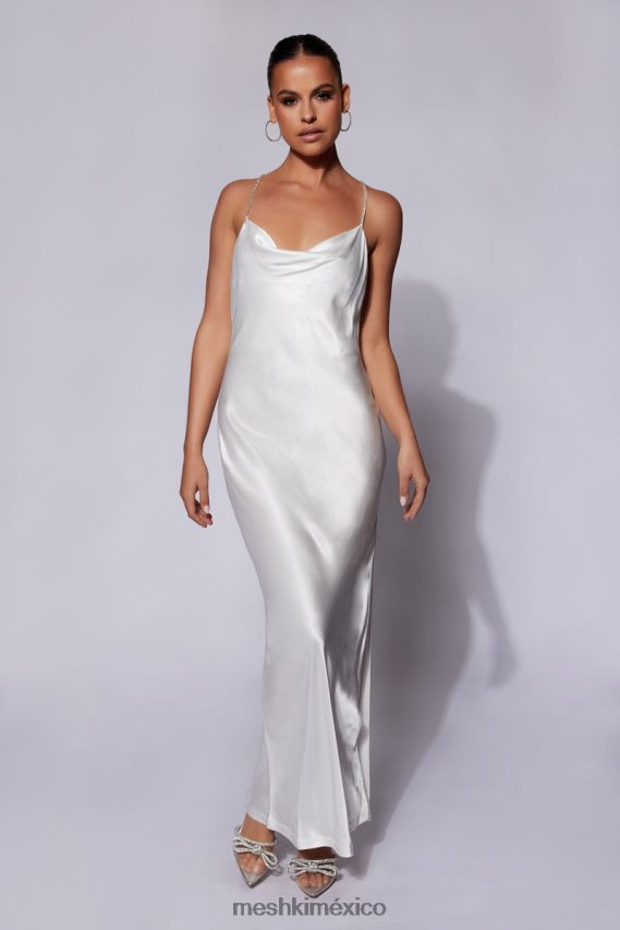 Meshki Sera Diamante Maxi Dress With Low Back White Clothing H48F8H116