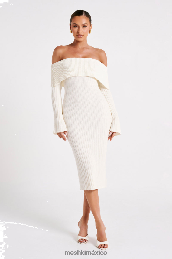 Meshki Stefania Off Shoulder Knit Dress White Clothing H48F8H79