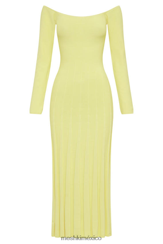 Meshki Emmeline Long Sleeve Rib Knit Midi Dress Lemon Clothing H48F8H54
