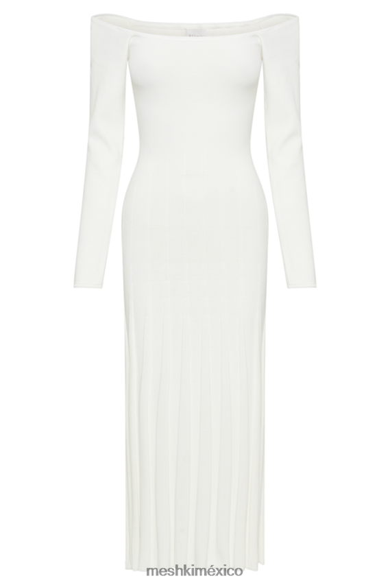 Meshki Emmeline Long Sleeve Rib Knit Midi Dress White Clothing H48F8H76