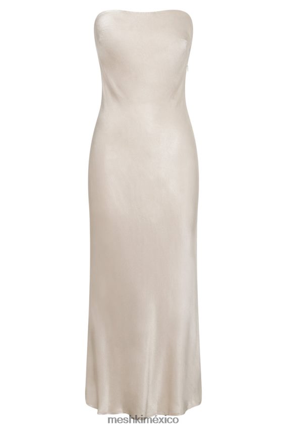 Meshki Mischa Strapless Midi Dress With Lace Detailing Champagne Clothing H48F8H31