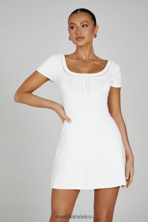 Meshki Georgia Pointelle Knit Mini Dress White Clothing H48F8H81