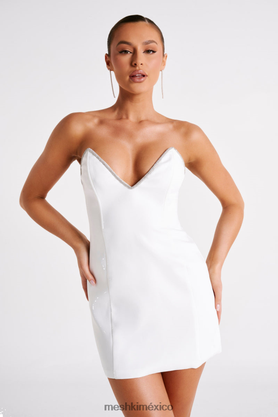 Meshki Madi Suiting Mini Dress With Diamante Rope White Clothing H48F8H41
