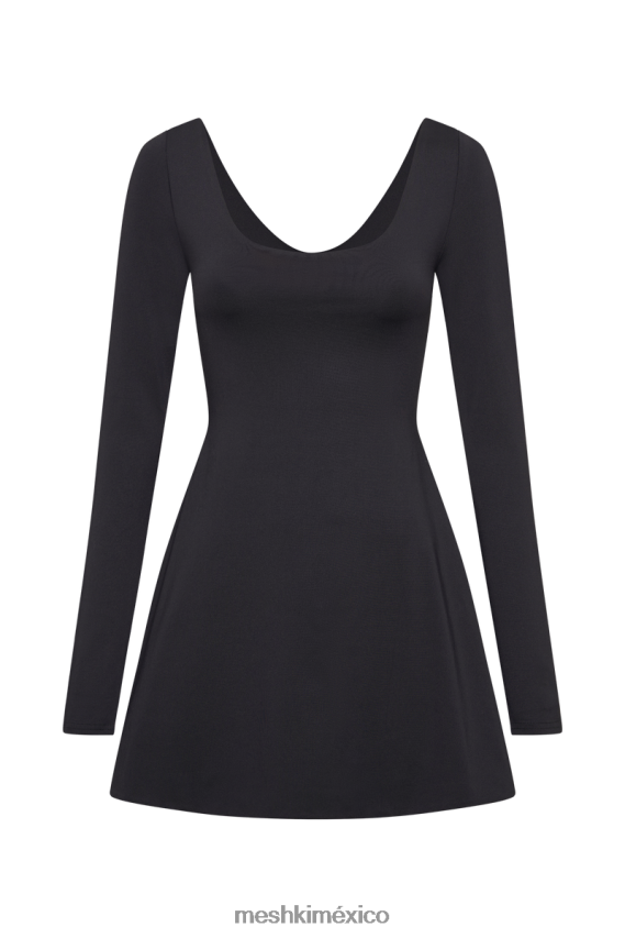 Meshki Renee Recycled Nylon Long Sleeve Mini Dress Black Clothing H48F8H78