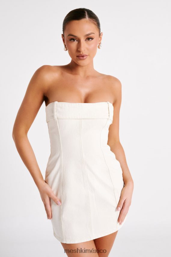 Meshki Teddi Denim Mini Dress Ecru Clothing H48F8H105