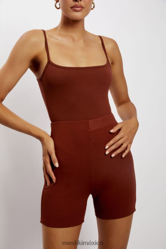 Meshki botín corto de canalé lisa especia ropa H48F8H1458