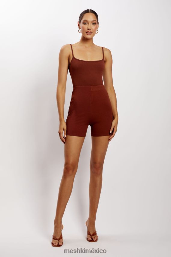 Meshki botín corto de canalé lisa especia ropa H48F8H1458