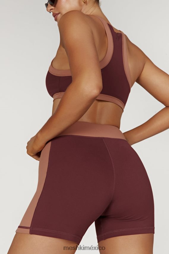 Meshki pantalones cortos de dos tonos taleah caoba/bronceado ropa H48F8H1467