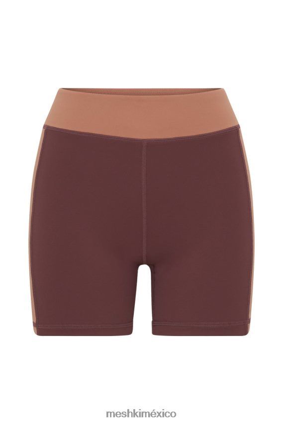 Meshki pantalones cortos de dos tonos taleah caoba/bronceado ropa H48F8H1467